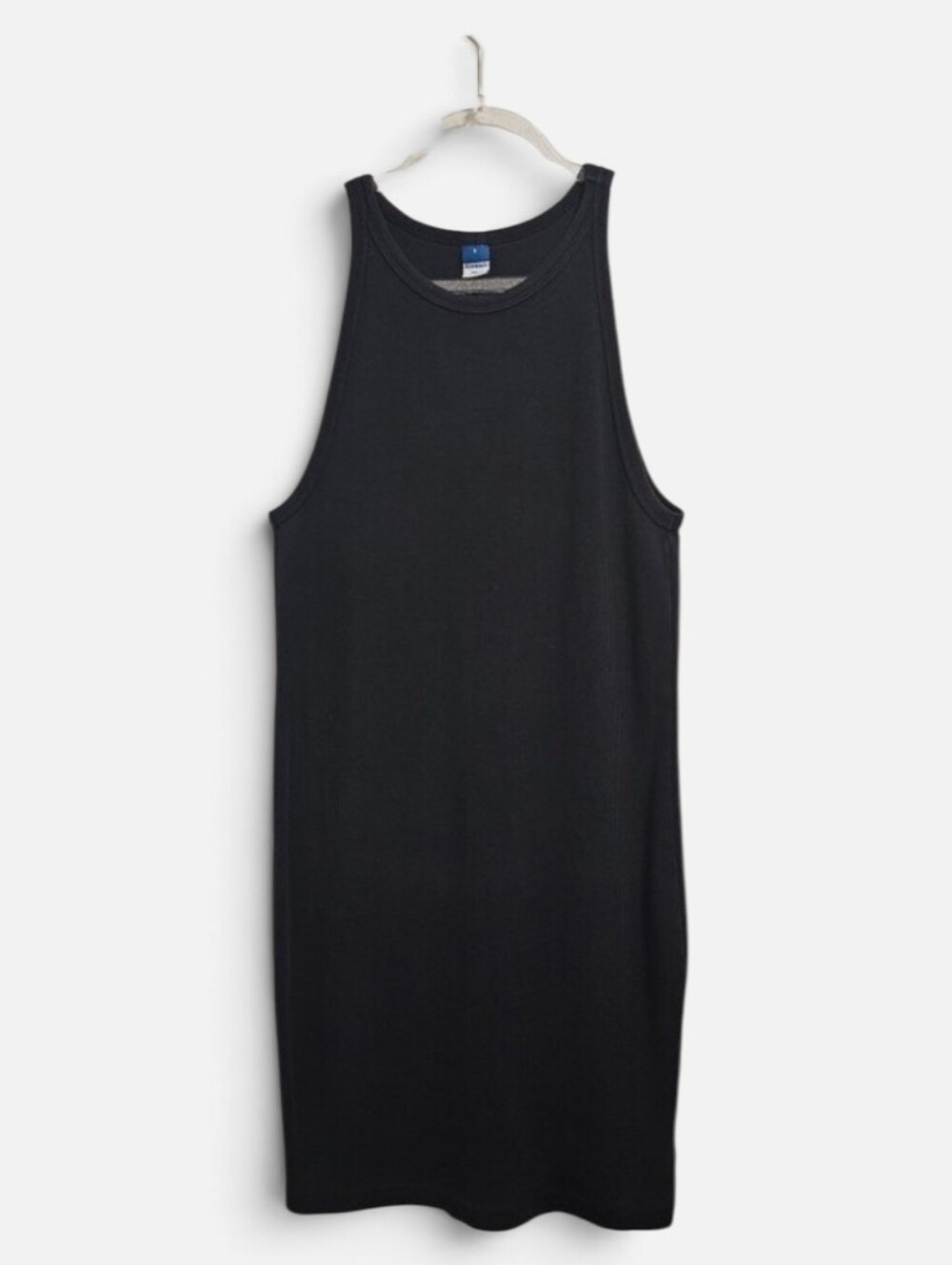 Old Navy Black Ribbed Tank Dress Size Large Midi Bodycon Minimalist